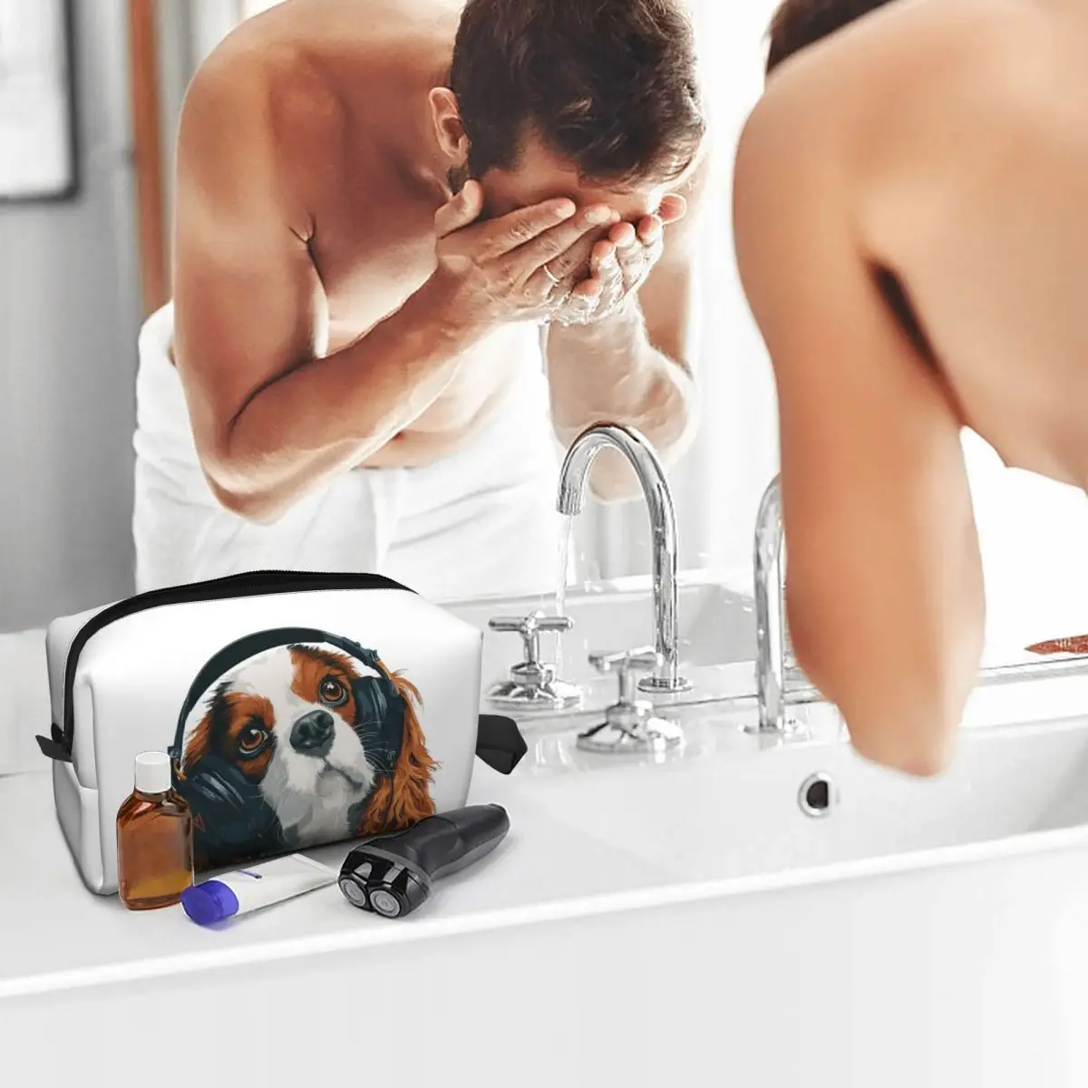 Cavalier King Charles Spaniel Makeup Bag Cosmetic Organizer Storage Dopp Kit Toiletry Cosmetic Bag for Women Beauty Travel