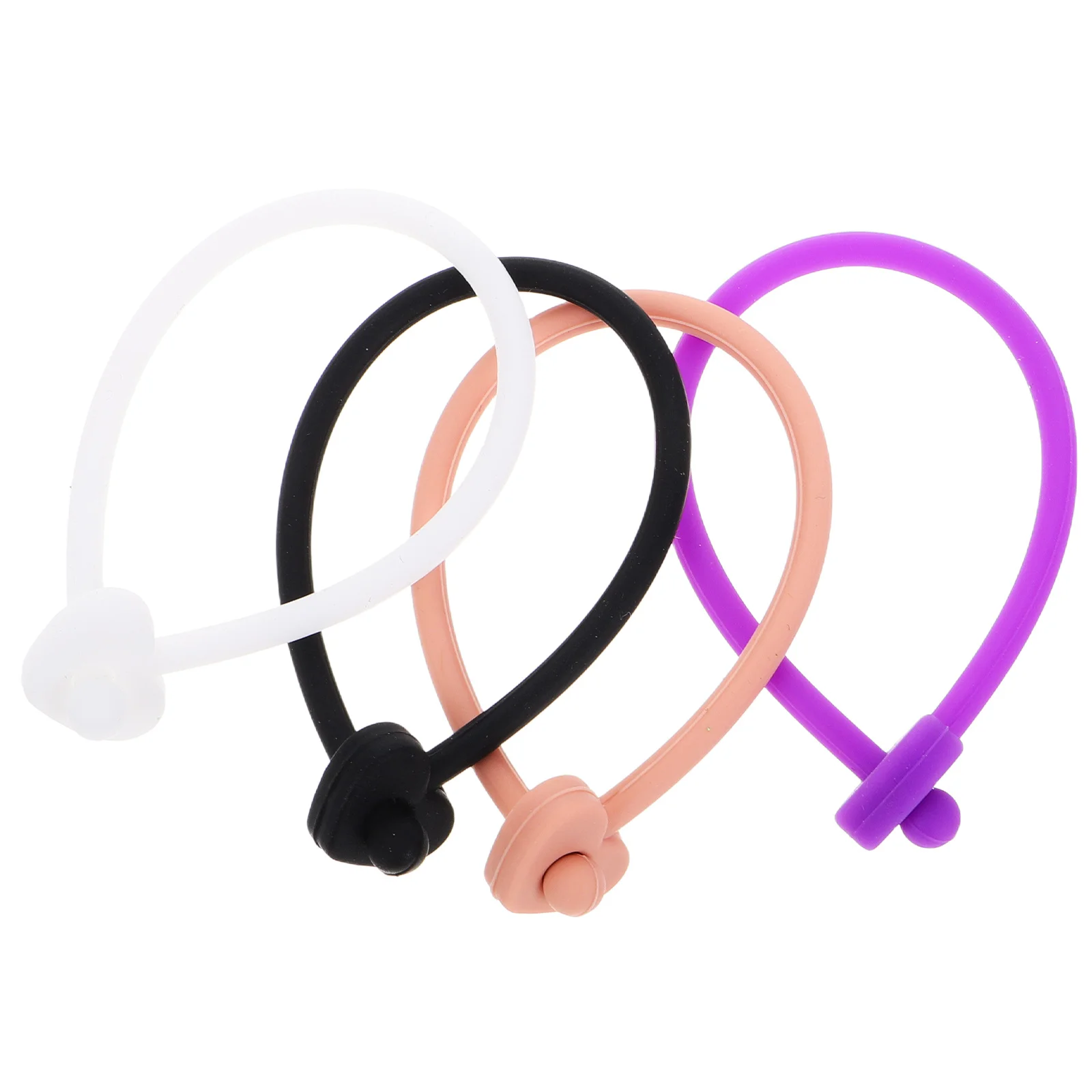 

4Pcs Shampoo Brush Strap Silicone Elastic Anti-Lost Cord for Shower Bath Hair Scalp Brush Holder Anti-Drop Tether