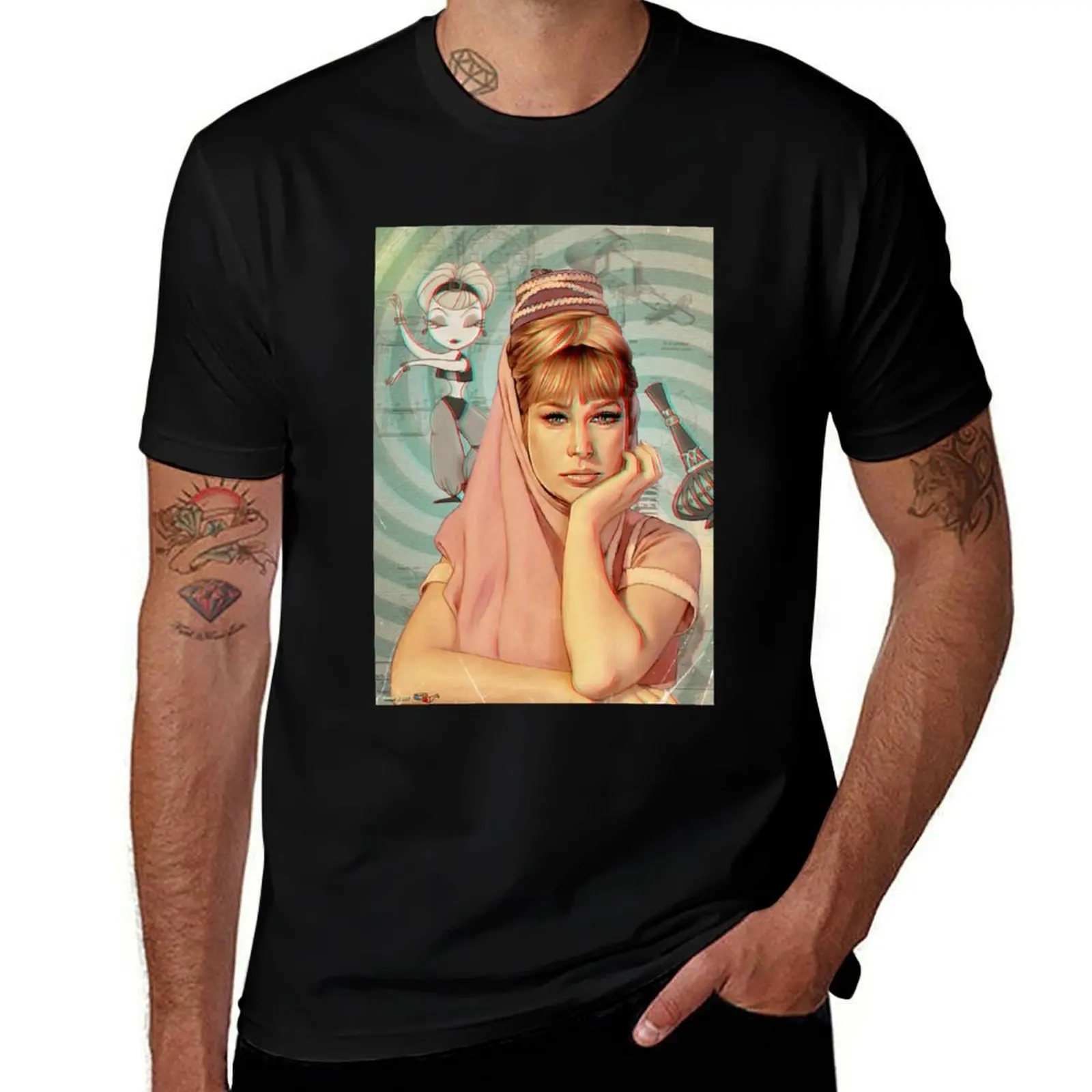 

Funny Gift For Dream of Jeannie Vintage Photograp T-Shirt Stylish Graphic Short Sleeve Top