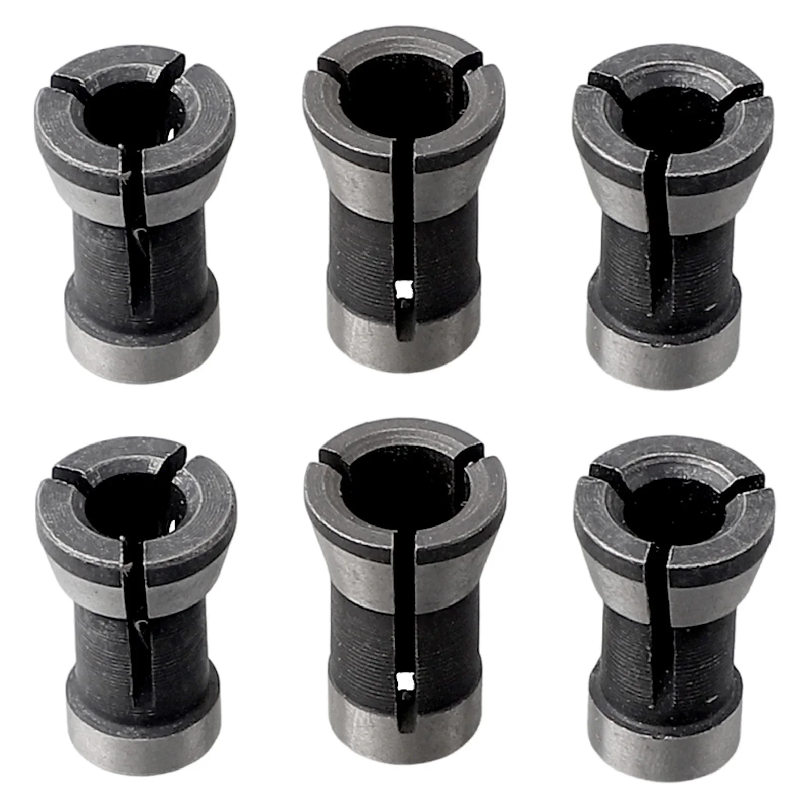 For Trimming Engraving Machine Collet Adapter Bit Collet 6 Pieces Black And Silver Carbon Steel Chuck 6/6.35/8mm Height 20mm