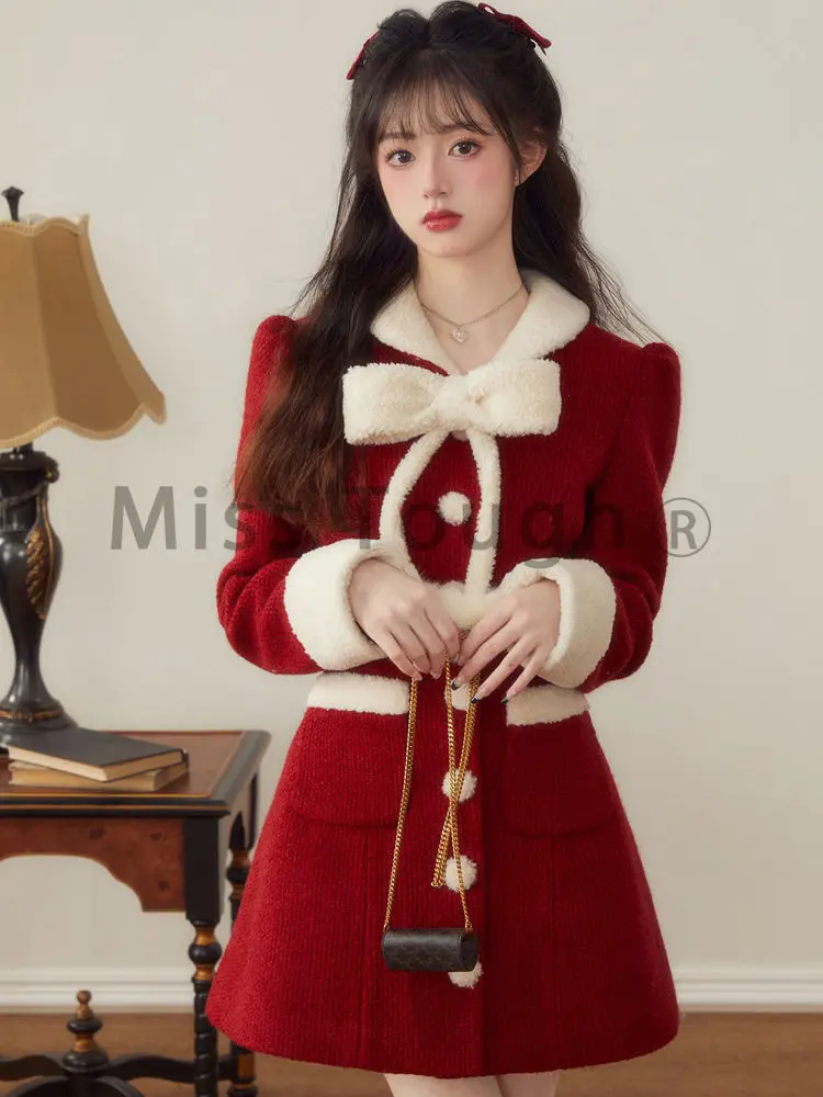 Winter Kawaii Thick Wool Coat Women Solid Warm College Style Sweet Overcoat Female Korean Fashion Loose Cute Outwear Coat 2023