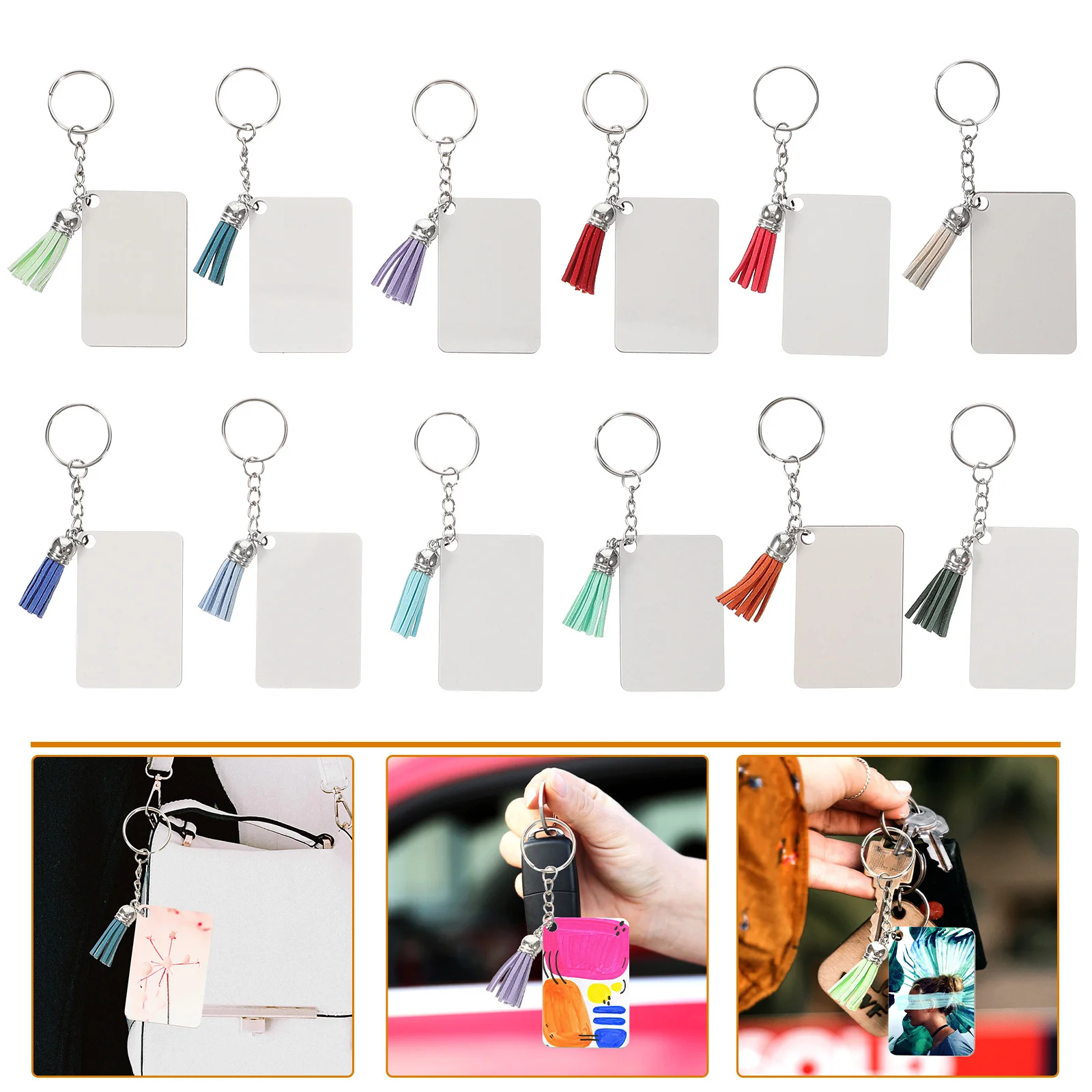 

20 Sets Key Chain Pendant Blank Chains Keychains Blanks Mdf Sublimation