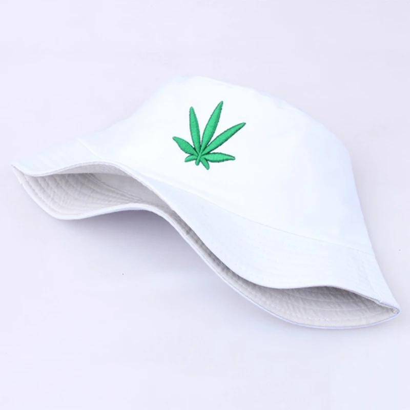 Maple Leaf Bucket Hat Hip Hop Casual Panama Hats Embroider Printed Cotton Men Women Summer Casual Wide Brim Sun Cap Unisex