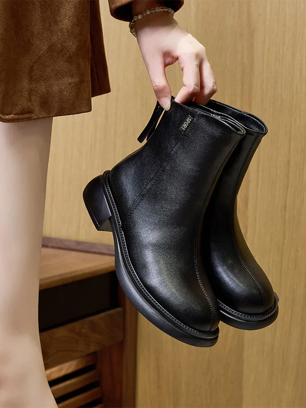 

Сапоги из натуральной кожи, женские корейские ботинки на молнии, модные удобные осенние новые ботинки