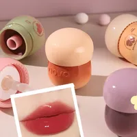 Cute Chubby Mushroom Lip Gloss Red Lips Tint Creamy Jelly Lip Glaze Matte Liquid Lipstick Mud Waterproof Lasting Makeup Cosmetic