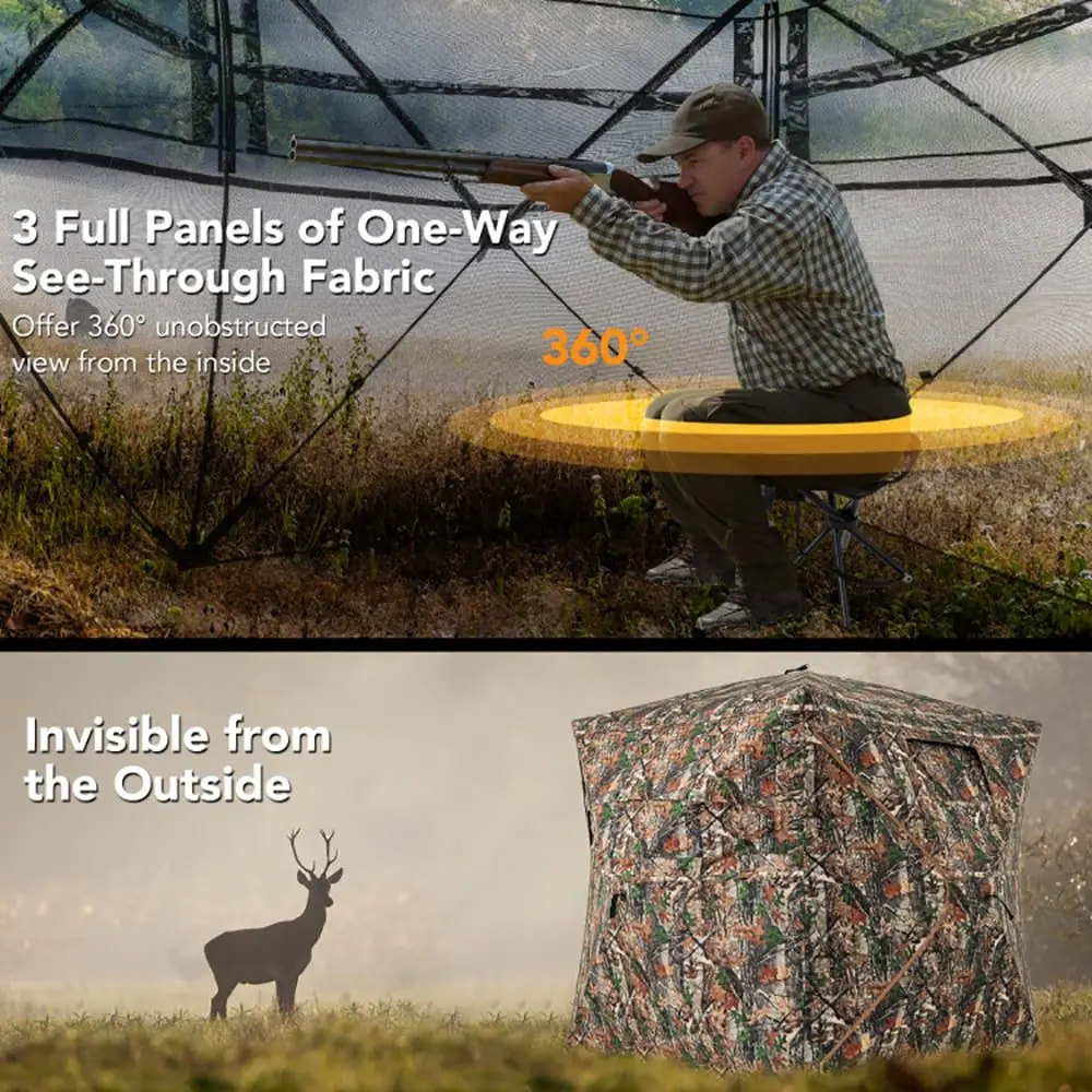 5-in-1 Detachable Hunting Blind, for 2-3 People with Skylight, Outdoor Camouflage Shelter, 1 Piece view 5