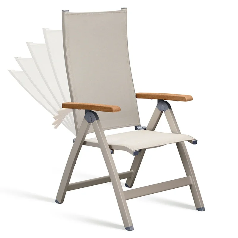 Outdoor folding recliner, can sit and rest for lunch break Balcony Aluminum alloy leisure chair High backrest