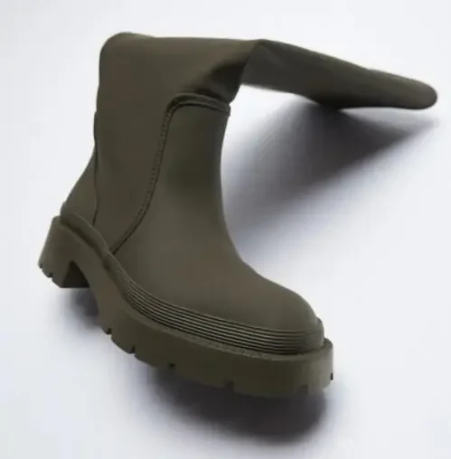 أحذية عالية في الركبة أحذية النساء غير رسمية 2022 شتاء جديد منتصف الكعب القوطي تشيلسي الأحذية المصارع مكتنزة أحذية الموضة Mujer #5