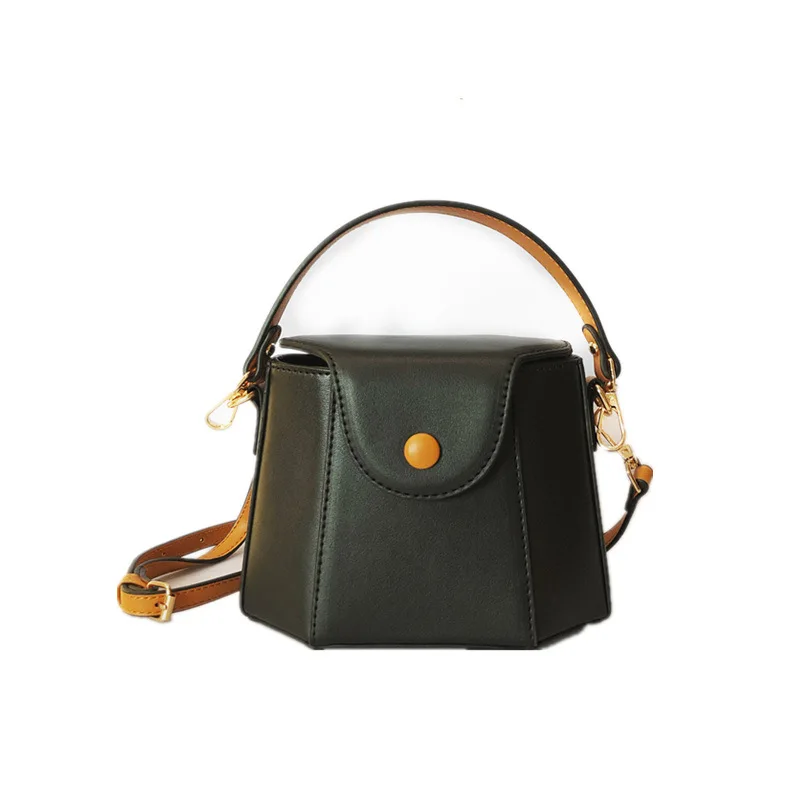 Ladies Casual Bucket Cross-body Shoulder Bags Solid Colour PU Leather Mini Handbags for Women