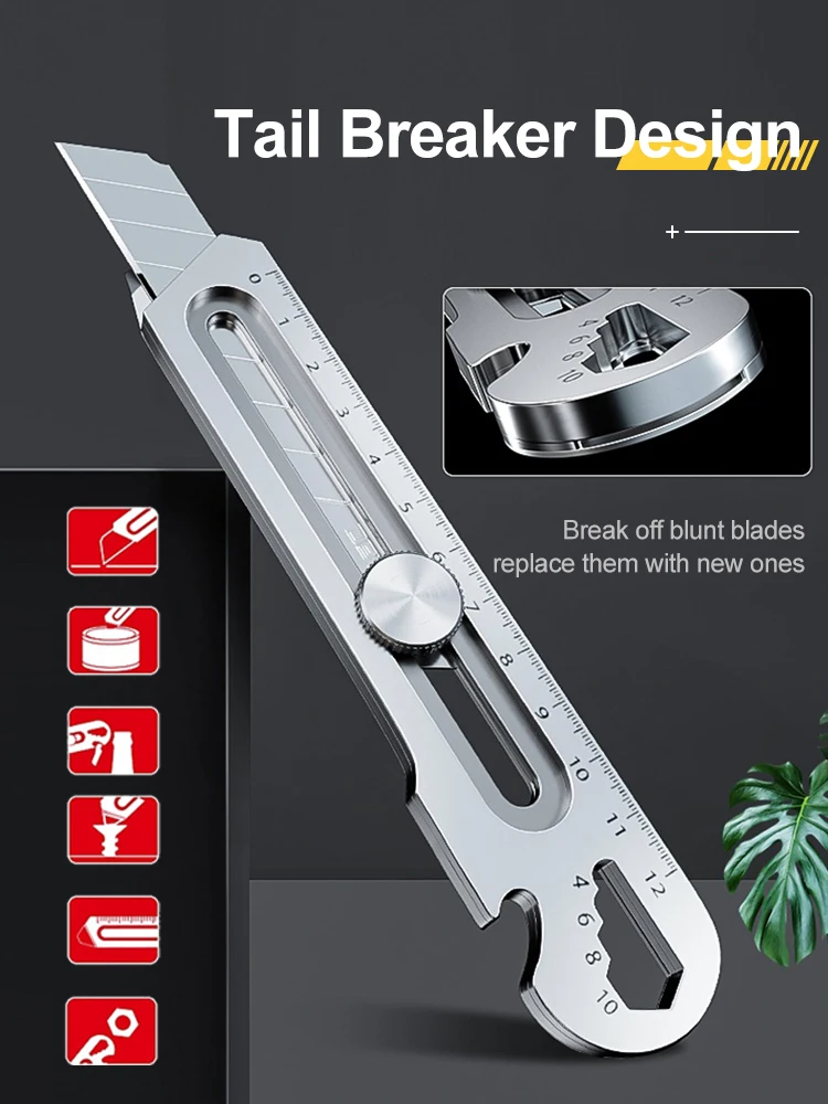 Stainless Steel Utility Knife Steel Wallpaper Knife Holder Durable Sturdy Fast Cutting Manual Lock for Comfortable Grip