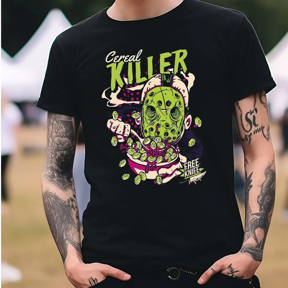 Cereal Killer Jason Horror Funny T-Shirt Black S-3XL