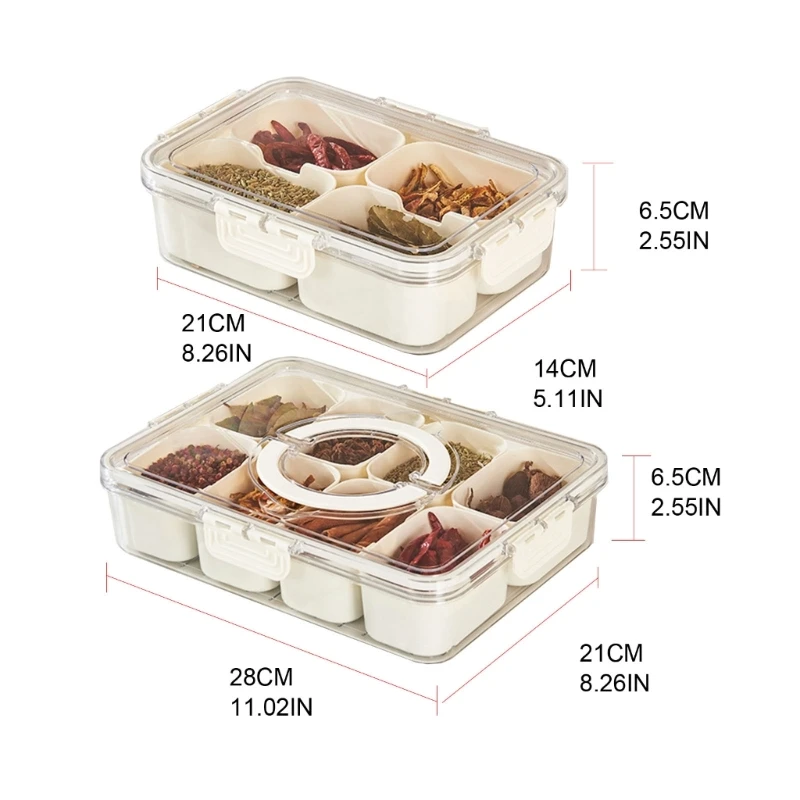 Bandeja dividida para servir aperitivos, frutas dulces, platos portátiles para aperitivos, organizador transparente para dulces,