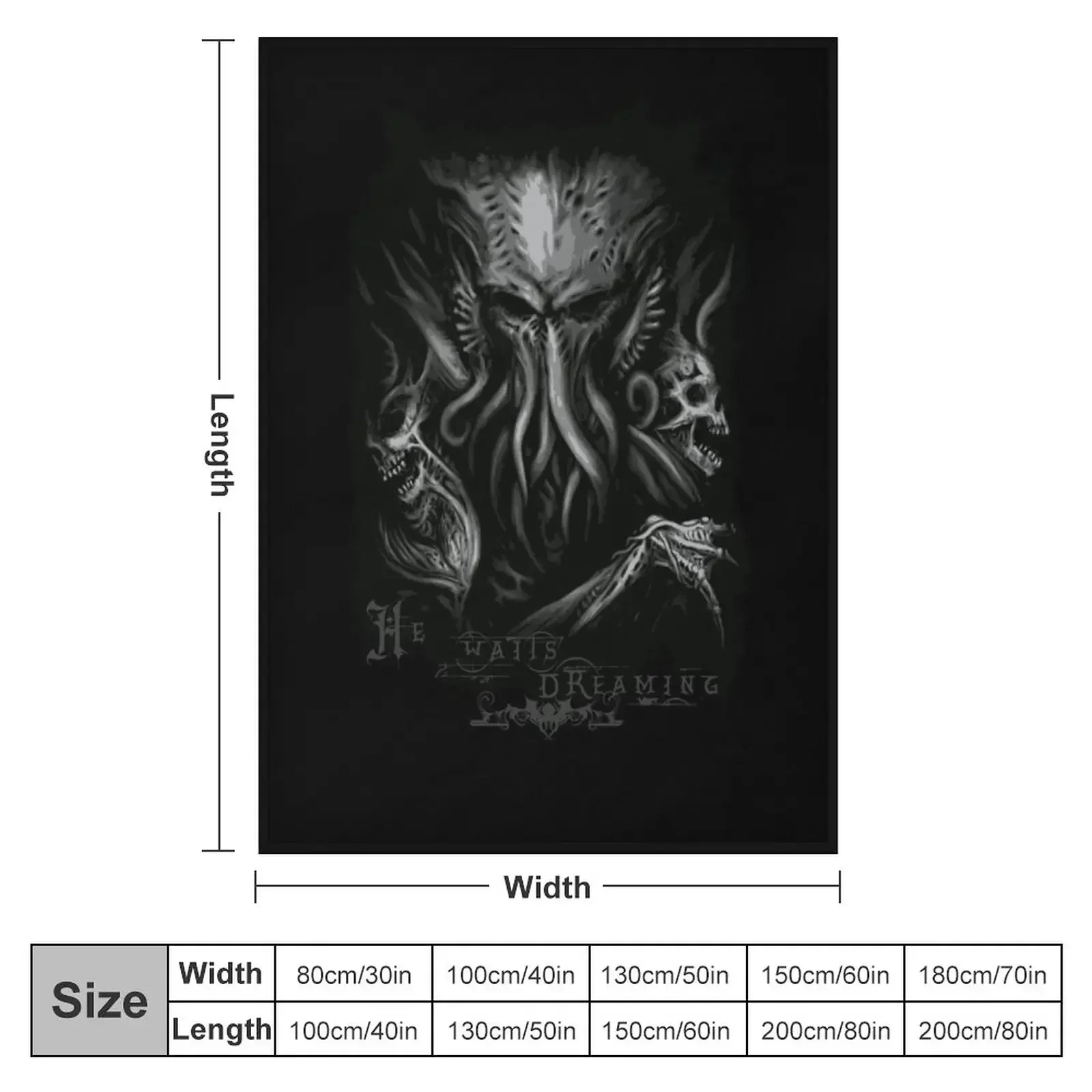 Cthulhu 'He waits dreaming' (H.P. Lovecraft) Throw Blanket couch cozy soft plush fuzzy picnic outdoor blanket