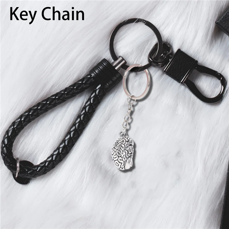 Y23A-Brain Keychain Alloy Smart Brainiac IQ Key Ring Fob Chain Medicine Human
