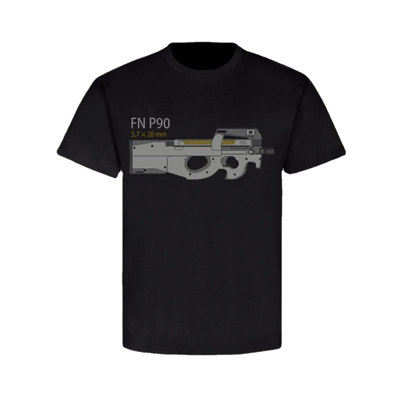 FN P90 Personal Defence Weapon MP 5,7x28mm Machines pistol T-Shirt. Summer Cotton Short Sleeve O-Neck Mens T Shirt New S-3XL