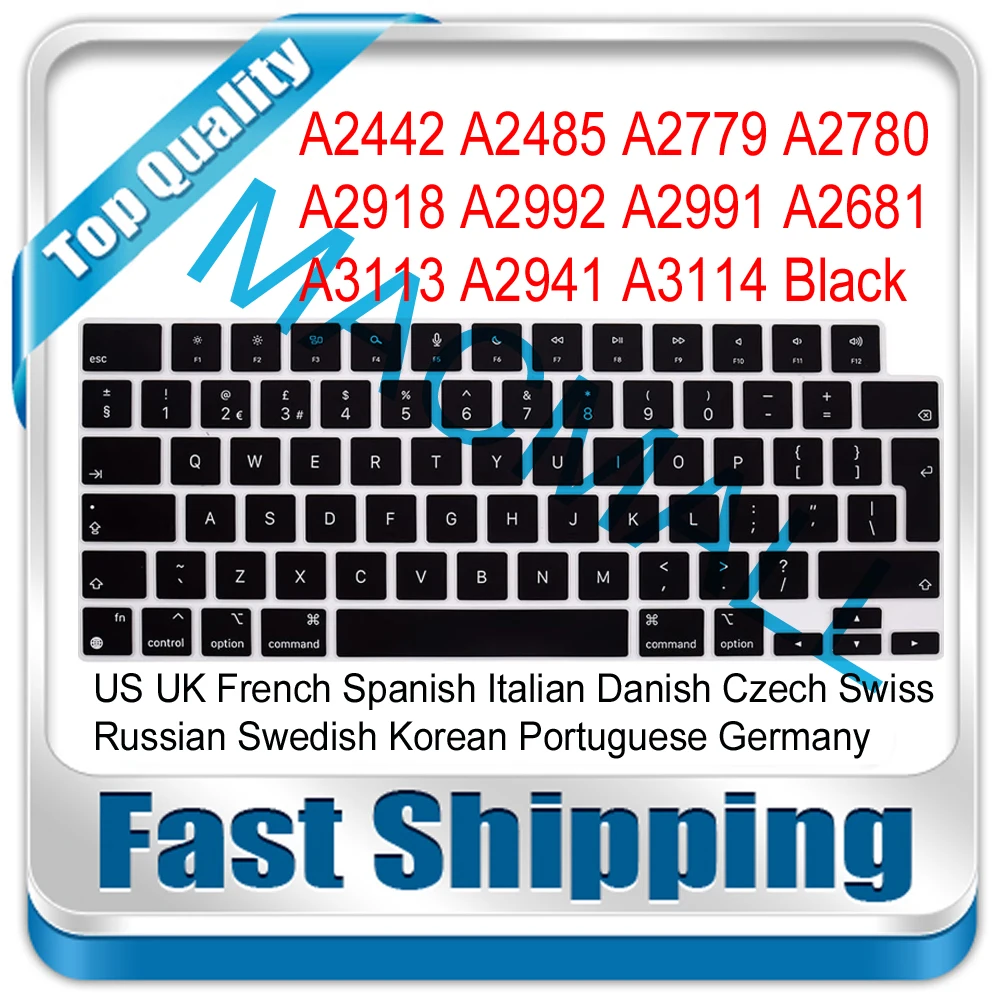 Nuevo para Macbook Pro M1 Pro Max Retina A2442 A2485 A2779 A2780 A2918 A2992 A2991 Air M2 M3 M4 A2681 A3113 A2941 A3114 Juego de teclas