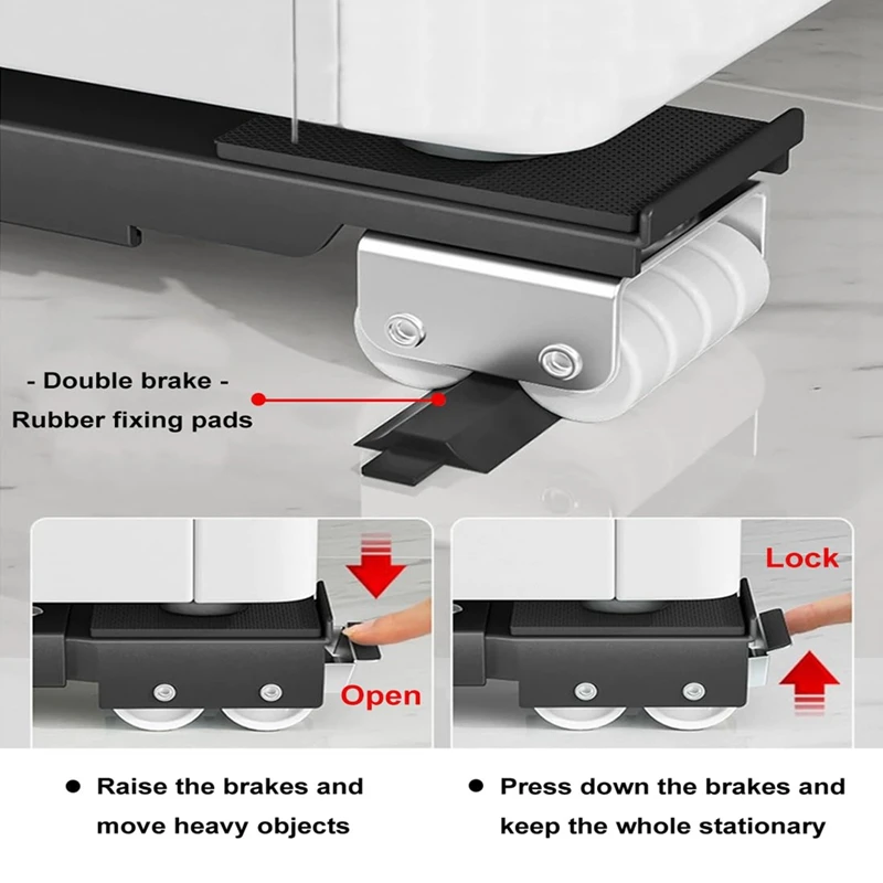 360° Universal Heavy Duty Appliance Furniture Rollers Set Kit Extendable Stand Appliance Base For Washer And Dryer