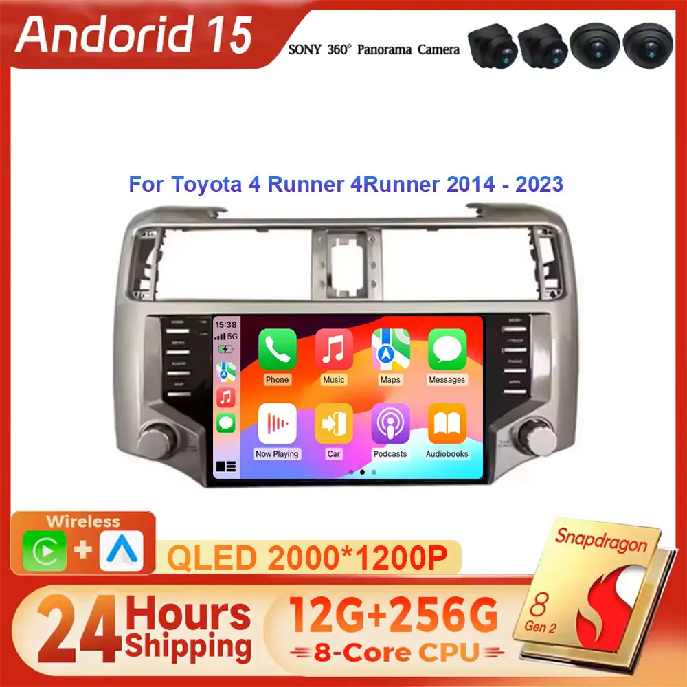For Toyota 4 Runner 2009- 2022 Carplay Auto Android 16 12G+256G 360 Camera 4G LTE IPS Car DVD Player GPS WIFI Bluetooth Radio
