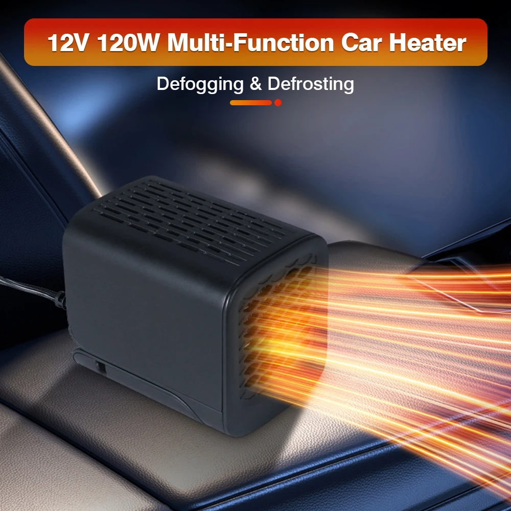 Car Heater 12/24V Portable Car Heating Fan 2 in 1 Cooling Heating Auto Windshield Window Defroster Car Anti-Fog Heater Demister
