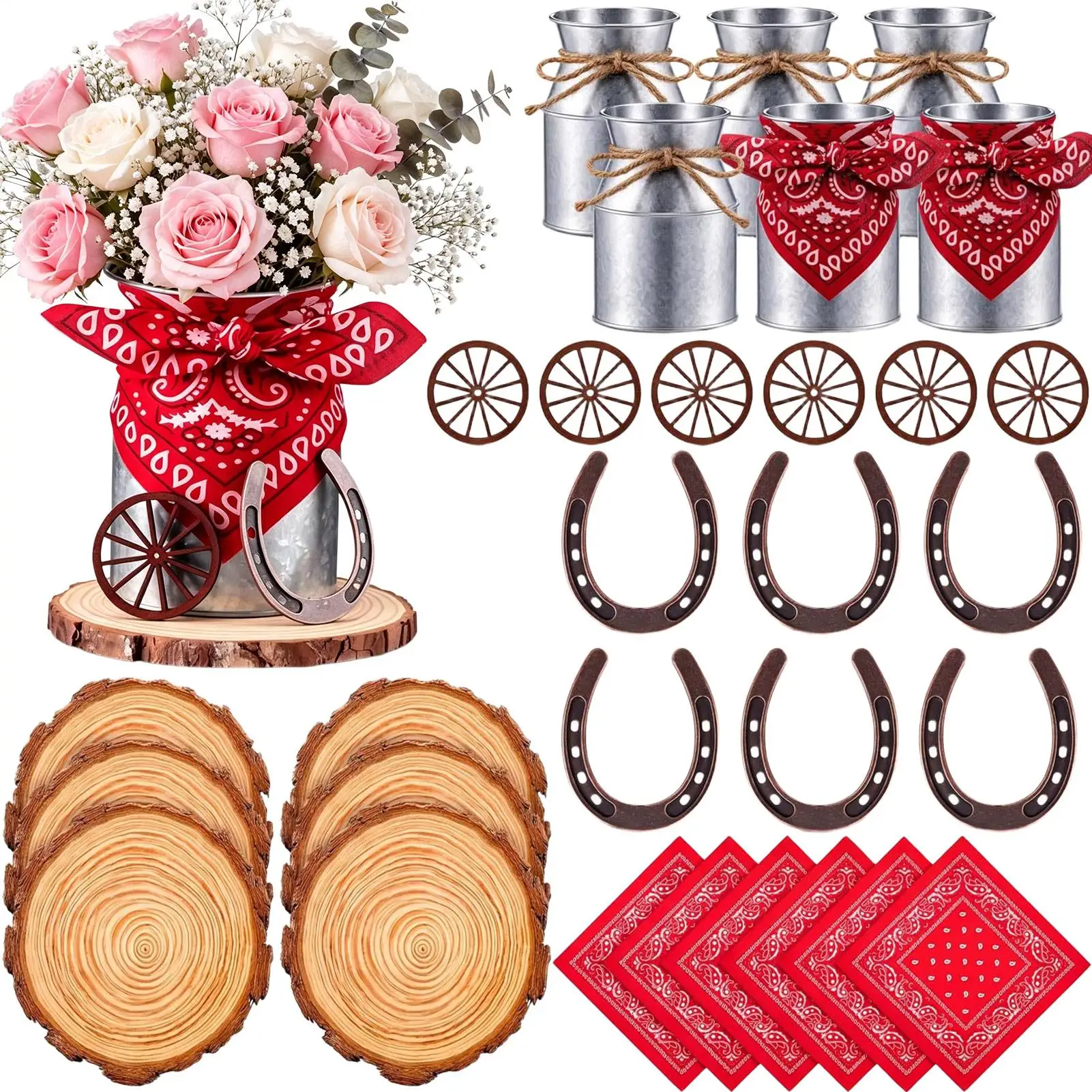 30pcs Western Cowboy Dining Table Decorations Set Cowboy Table Decor Centerpieces Rustic Wedding Display Supplies For Birthday