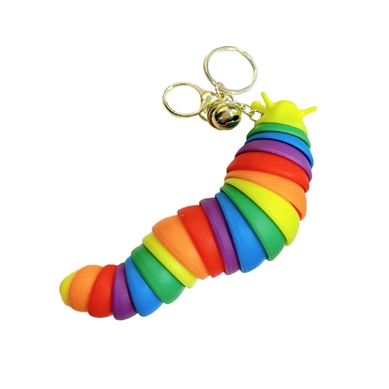 Funny Colorful Caterpillars Keychain Fun Plastic Cartoon Animal Bag Charm Decoration for Women