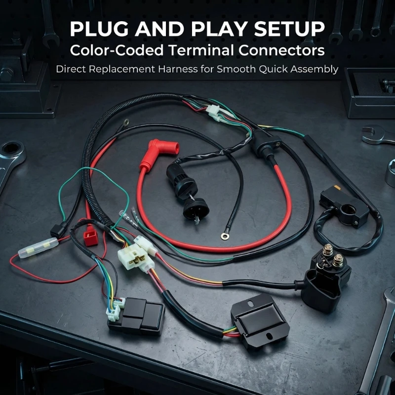 Pit Dirt Bike Wiring Harness with CDI Unit and Related Electrical Modules Direct fit for the Stated 190cc Oil-Cooled D7YA