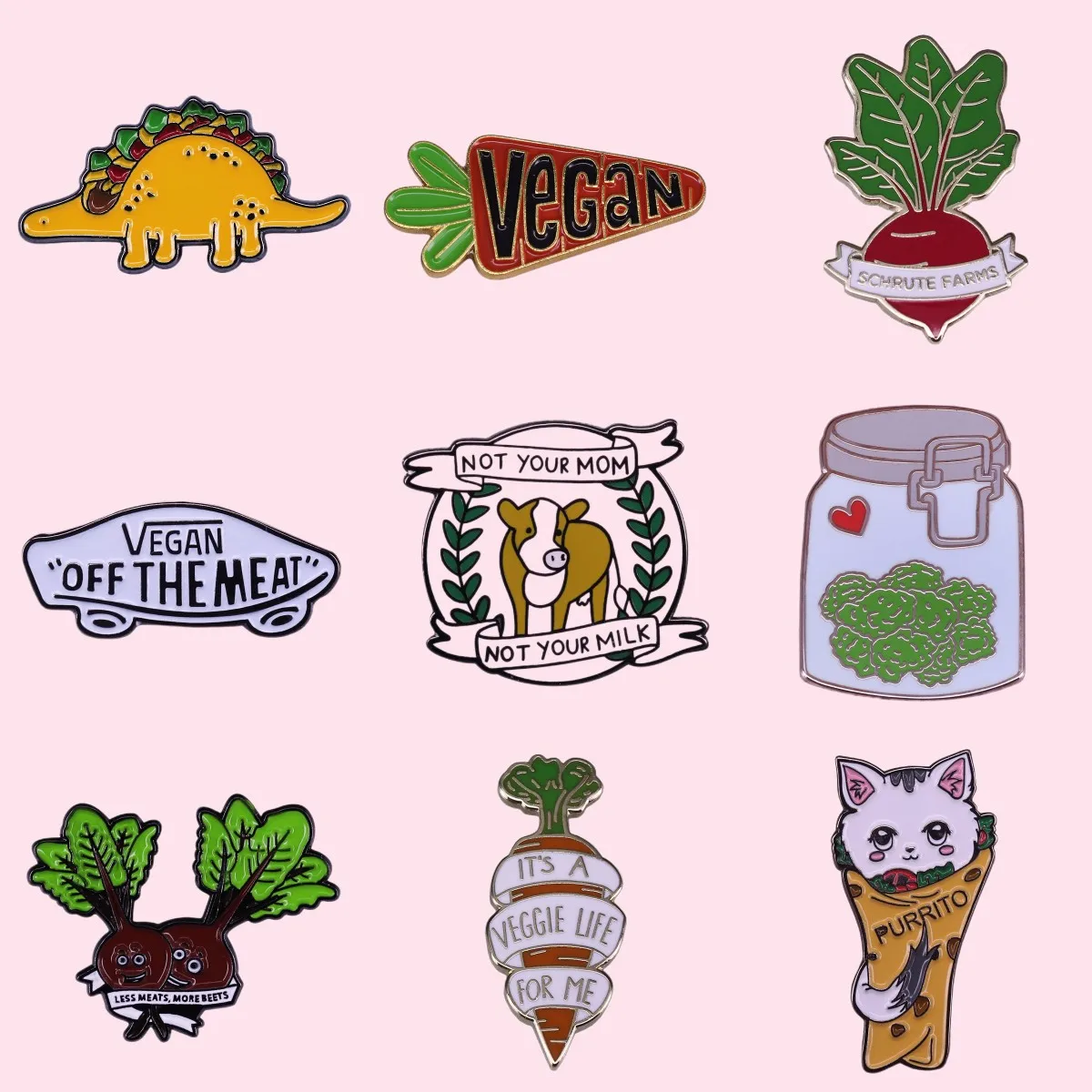 Pin Club | Stay Healthy Vegetarianism High Quality Enamel Brooch Plant Cat Carrot Custom Clothes Lapel Badges  Accessories Gifts