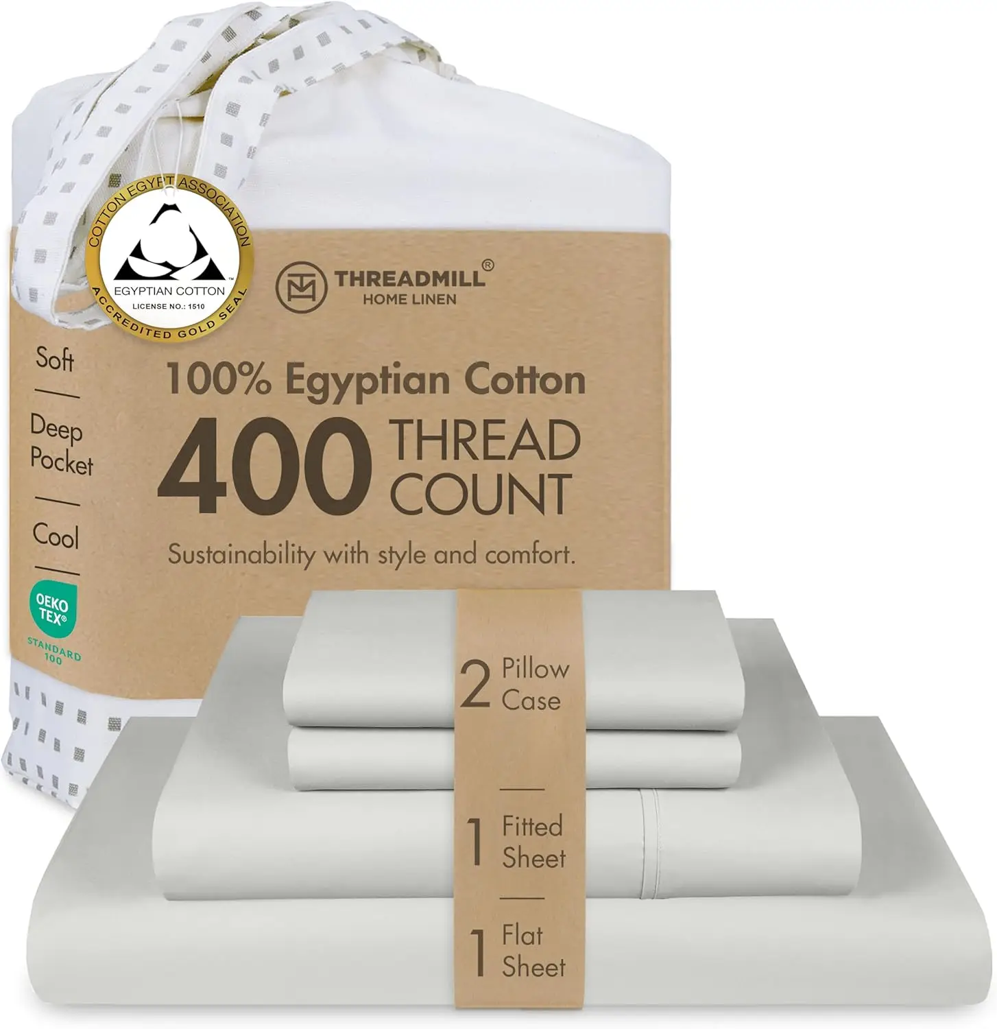 

Egyptian Cotton Queen Sheet Set - Soft Cooling Sateen Bedding with Deep Pockets for Queen Size Bed
