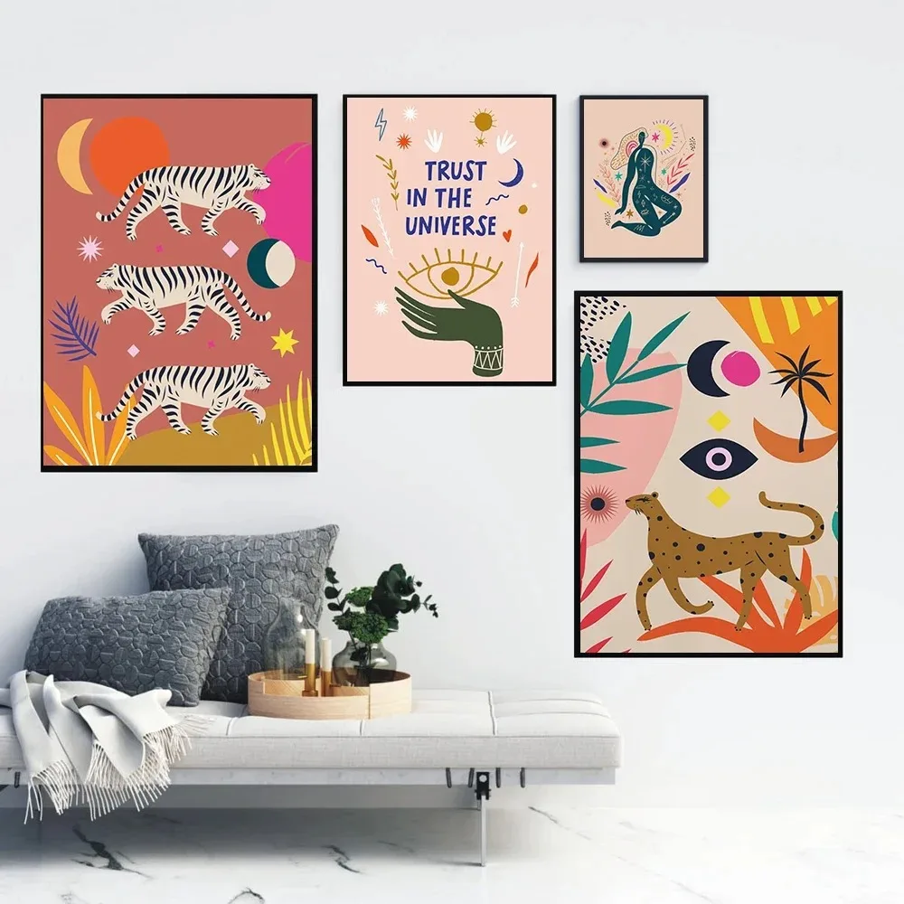 

Bohemian Lucky Muse Walking Leopard Abstract Decoration Living Room Canvas Painting