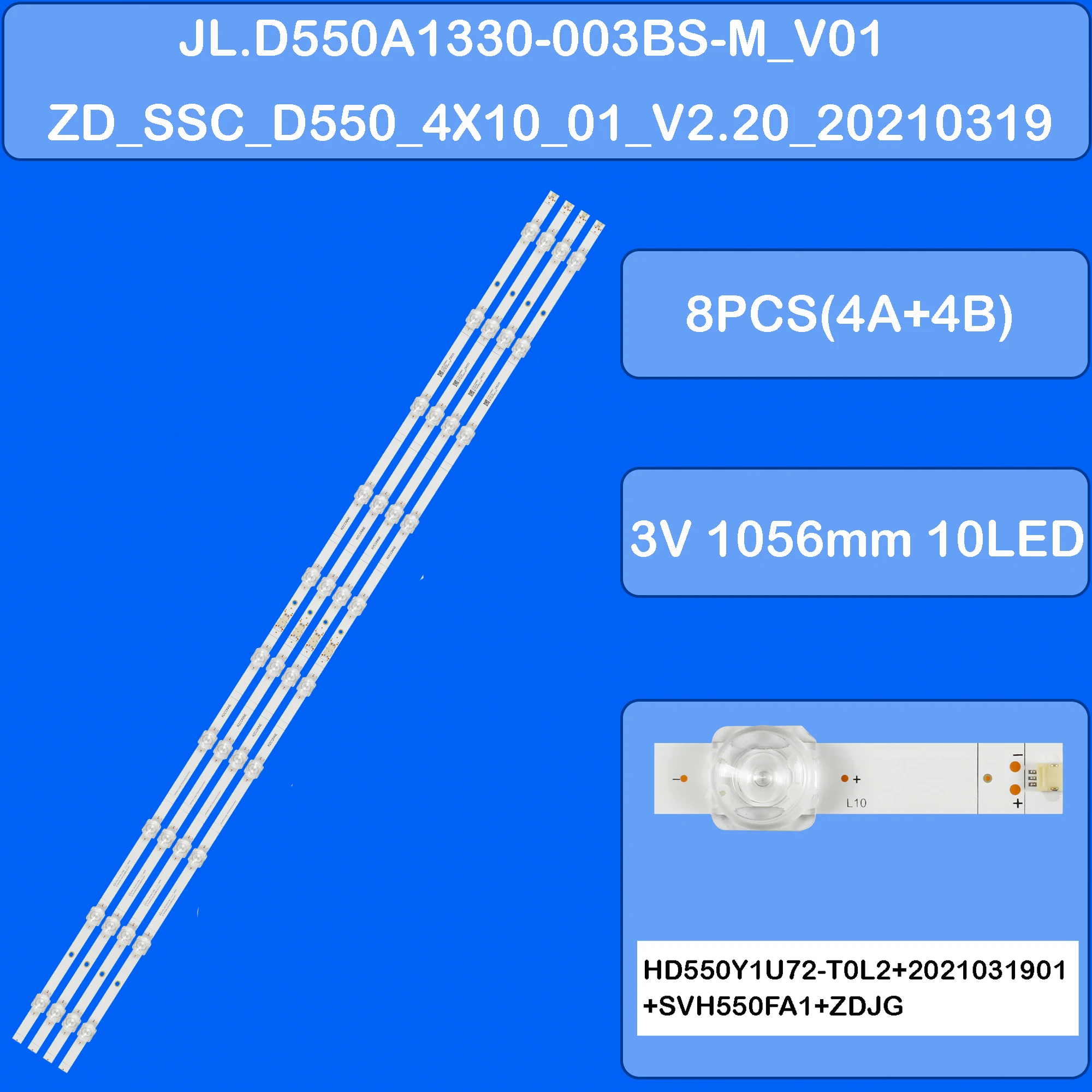 

LED Backlight strip for 55A6BG 55A63H 55A65GV ZD_SSC_D550_4X10_01_V2.20 20210319 HD550Y1U72-T0L2+2021031901+SVH550FA1+ZDJG