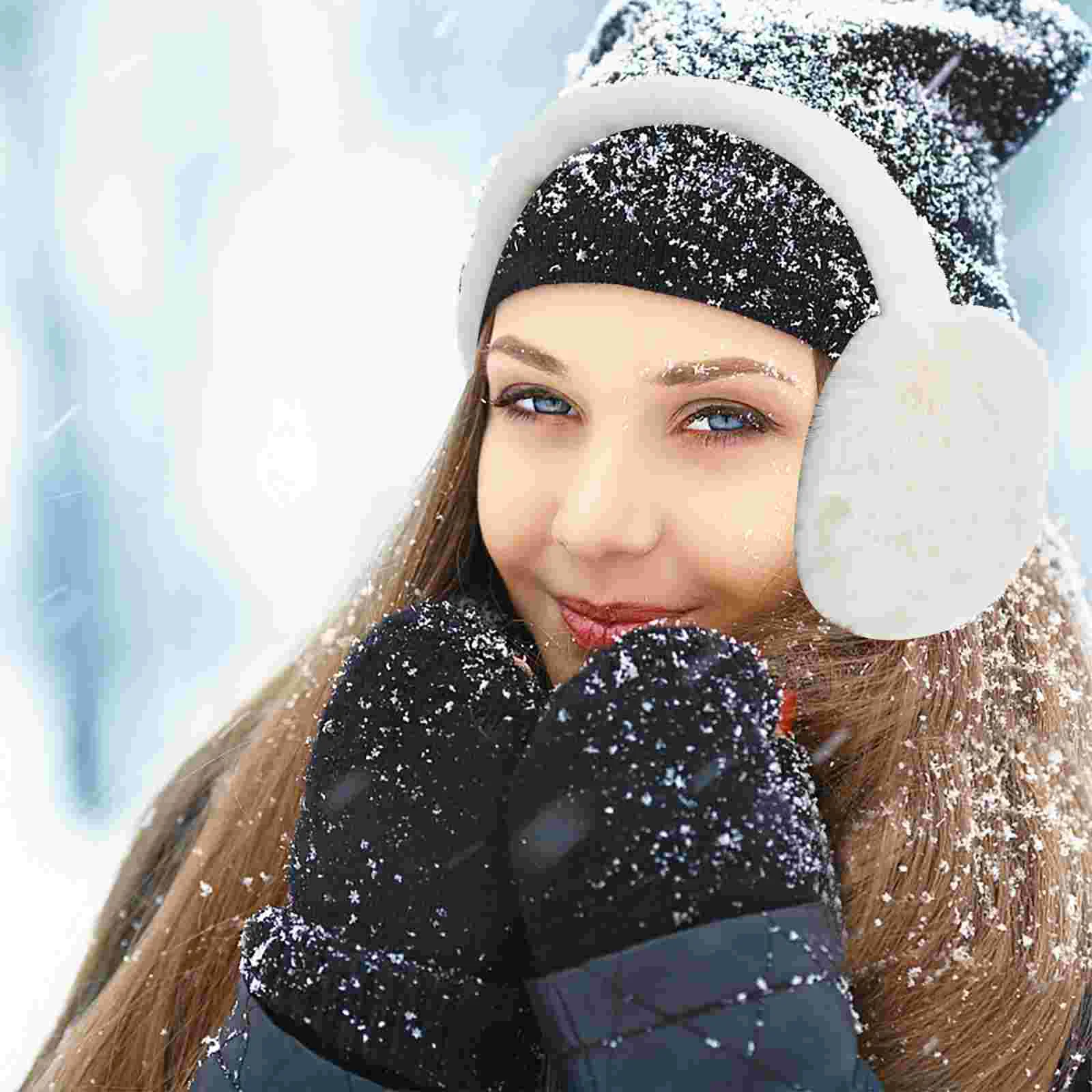 Orejeras para mujeres, diademas cálidas de felpa peluda para niñas, niños blancos de invierno