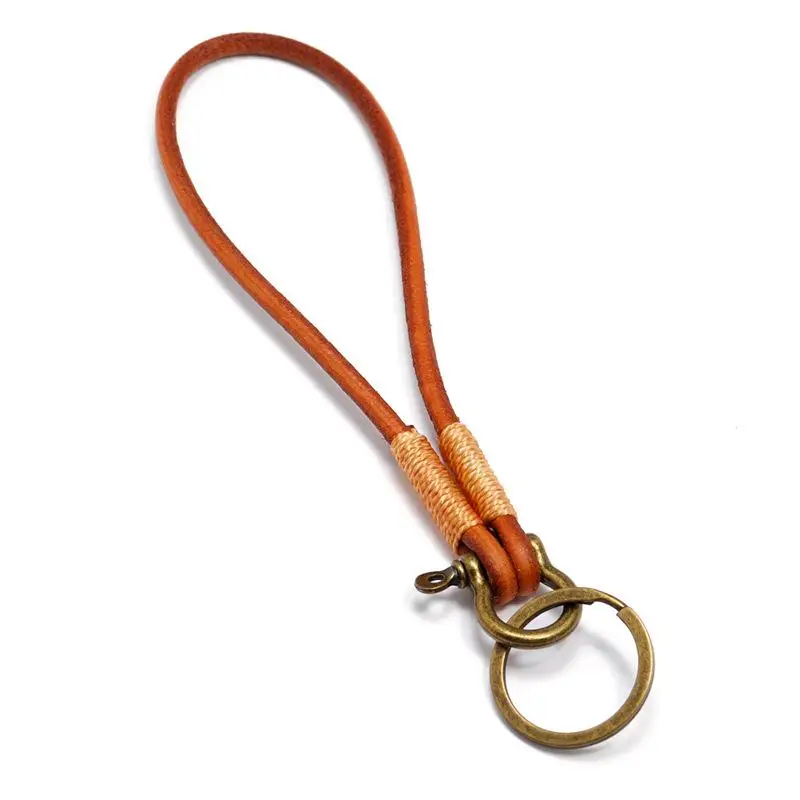 Neuheiten: Retro Handgefertigter Schlüsselanhänger aus Rindsleder mit Seil und Hufeisenschnalle, kleiner Taschenanhänger, modisches Geschenk für beste Freunde – Detail 5