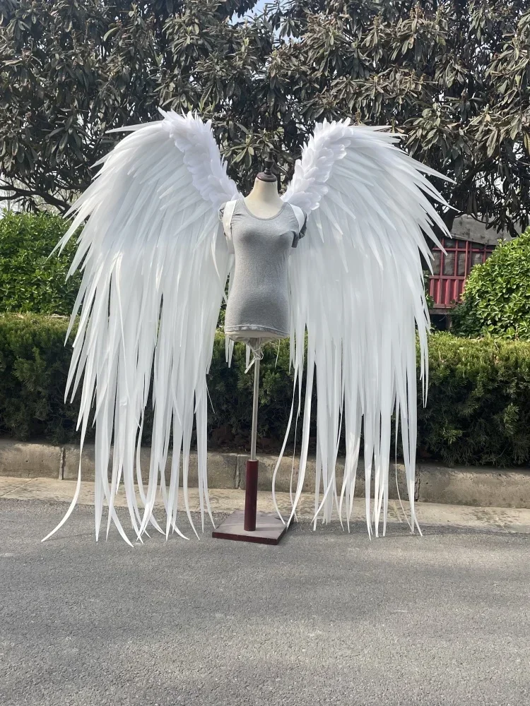 جديد الأبيض أجنحة الملاك الرقص الدعائم سوان محاكاة ريشة استوديو اطلاق النار صور كوس الأجهزة الزخرفية