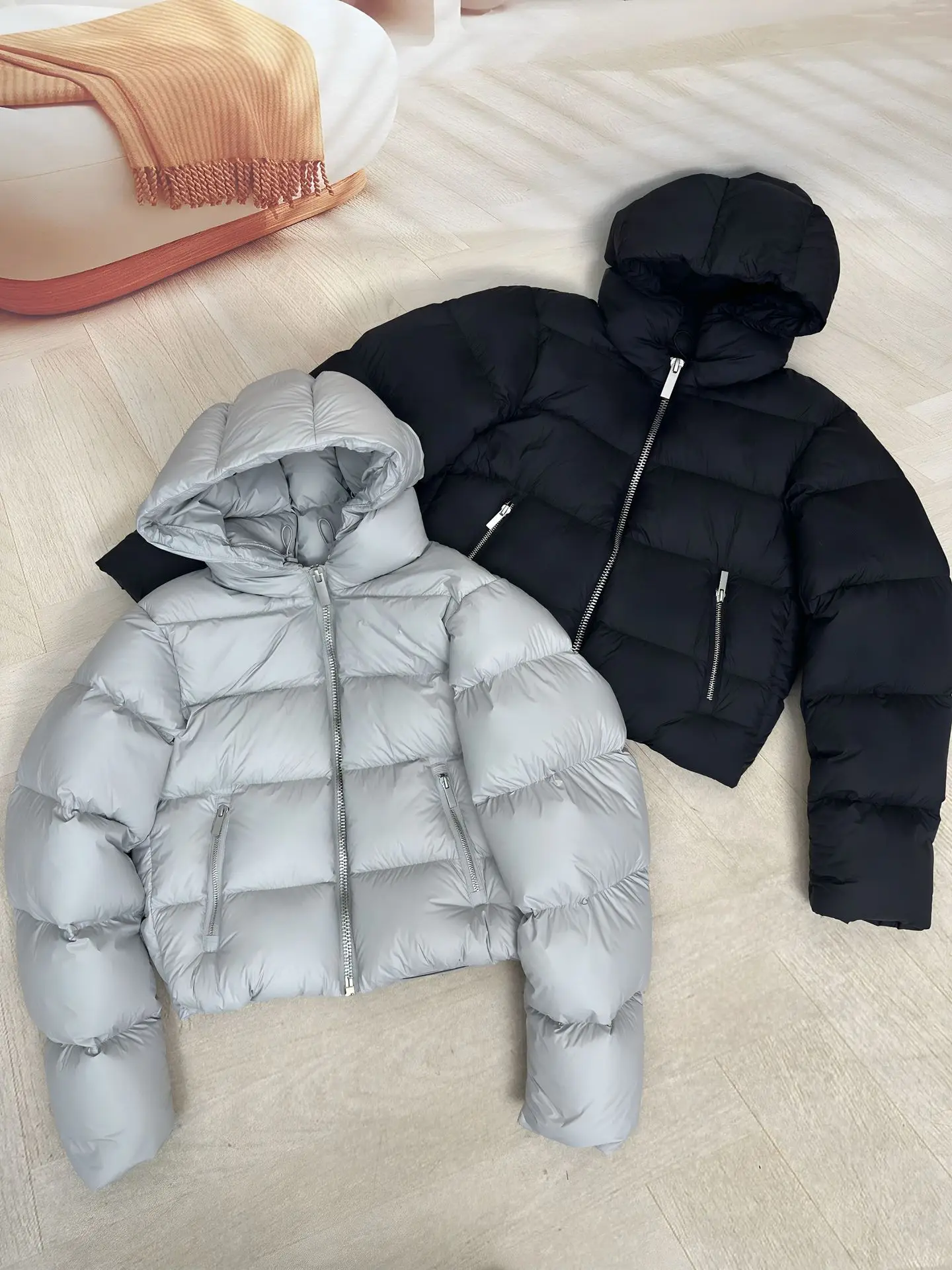 85% White Duck Down Hooded Jacket American Casual Fashion Simple Versatile High Street Women's Short Puff Down Jackets