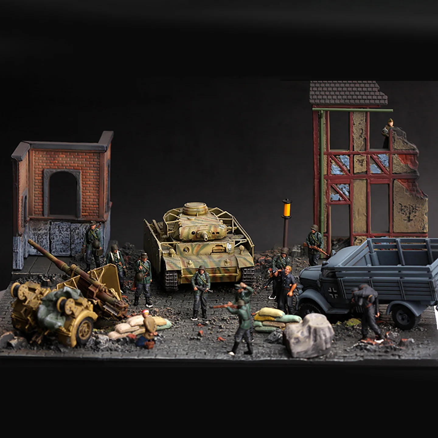

1:72 Scale Resin/Plastic World War II European Street Scene Accessories Model Tank Sandtable Scene Terrain Base Static Display