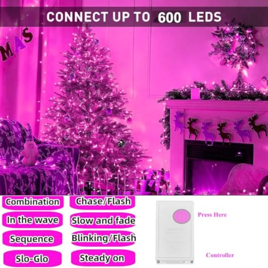 Room Decorations Easter Lights 33 Feet 100 LED Memorable Pink LED String Lights Tree Indoor Outdoor