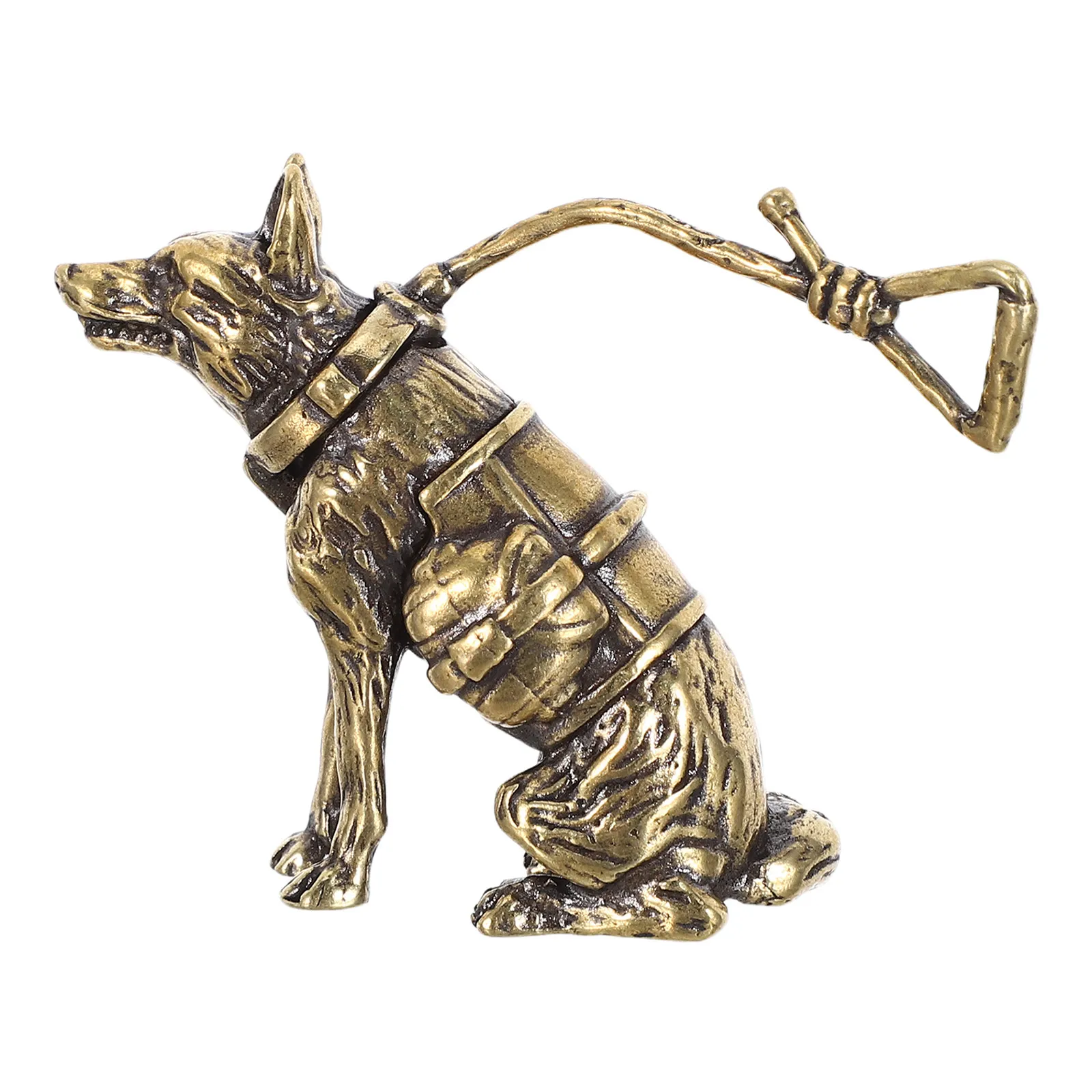 Small Brass German Shepherd Dog Statue Retro Vintage Mini Sitting Dog Sculpture Desktop Decoration Pet Lover Feng