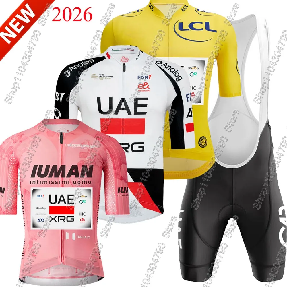

UAE Team 2026 Cycling Jersey Set Pink Tour De Italia TDF Men Tadej Pogačar Clothing Road Bike Shirts Suit Bicycle Bib Shorts MT