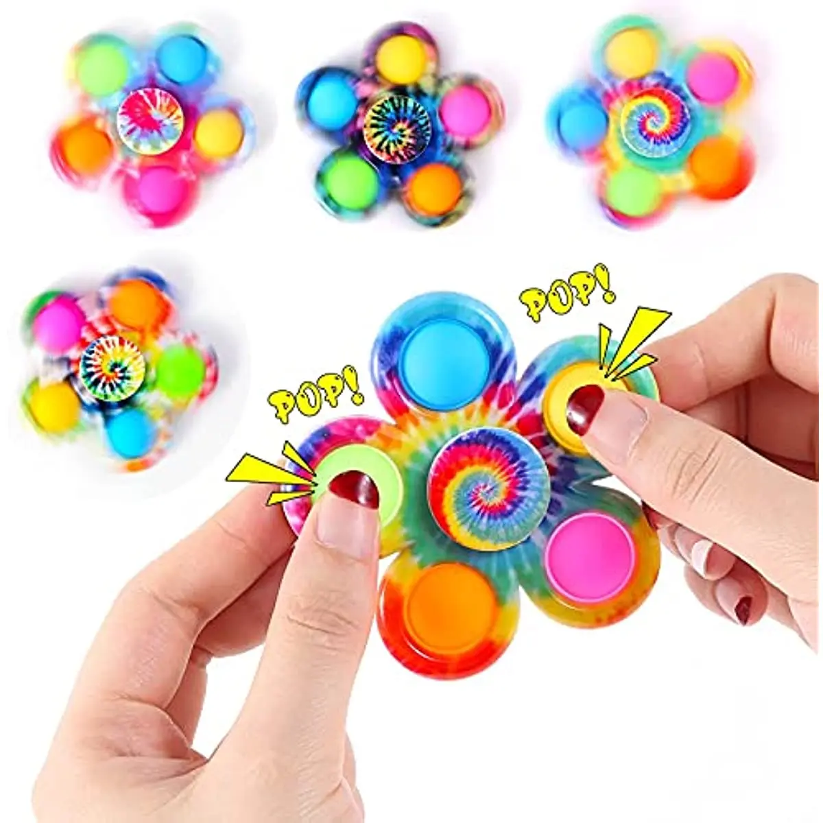 Fidget spinner brinquedos tie dye colorido empurrar bolha mão spinner para tdah ansiedade alívio do estresse sensorial festa favor para crianças presentes