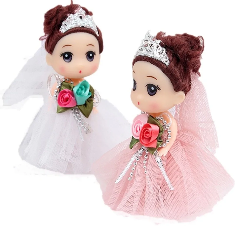 Cute 12 Cm Big Eyes Princess Birthday Gift Wedding Dress Mini Girl Korean Makeup Look Princess Doll Keychain Girls