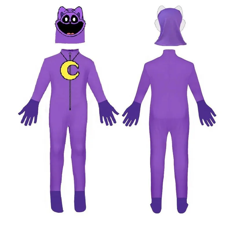

2025 12 Smiling Critters Cat Cosplay Costume Aminal Unicorn Rabbit Pig Elephant Bear Bodysuit Jumpsuit Mask Boys Girls Halloween