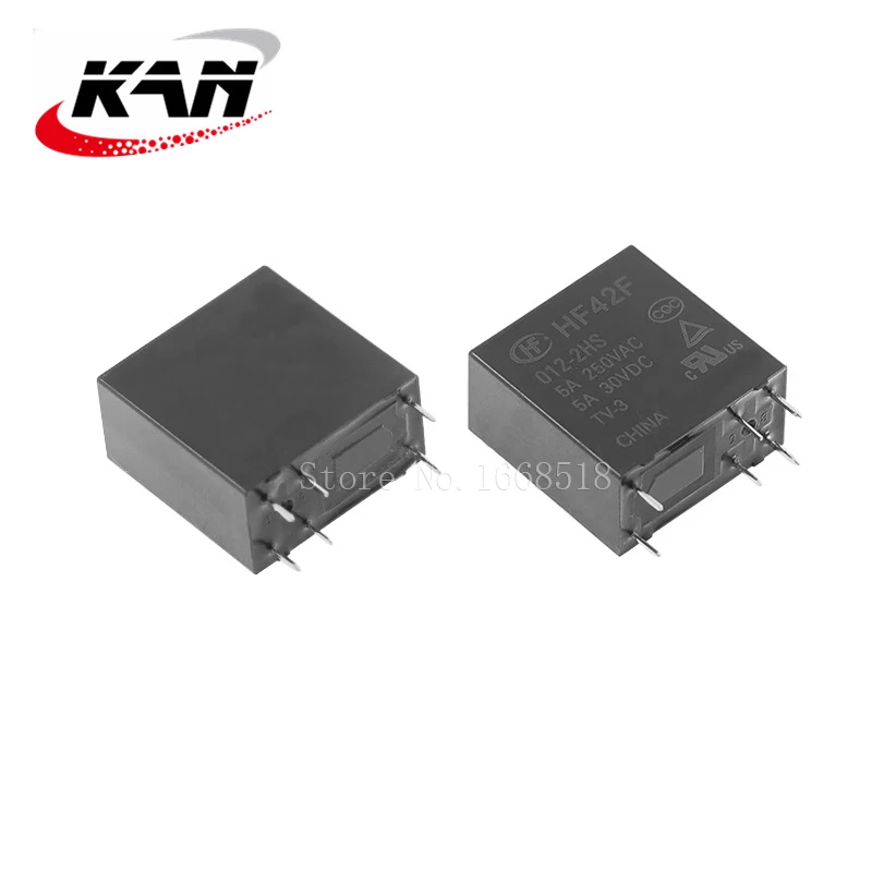 Imagem -04 - Relé de Potência Hf42f0052hs Hf42f-012-2hs Hf42f-024-2hs 5vdc 12vdc 24vdc 5a 250vac 6pin Original Novo 100 Pcs