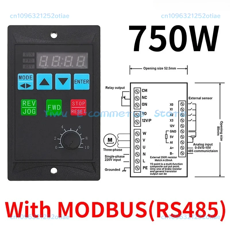 Frequency Converter Electric Inverter 1500W RS485 Add Motor Driver 0.75KW MCU Single Phase Input 220V 3-Phase Output 0.4KW 1.5KW image 6