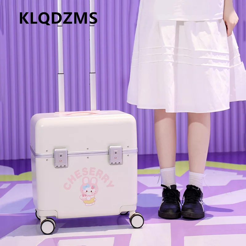 

KLQDZMS Travel Luggage Aluminum Frame Boarding Box ABS + PC Trolley Case 20 Inches Students Password Box with Wheel Suitcase