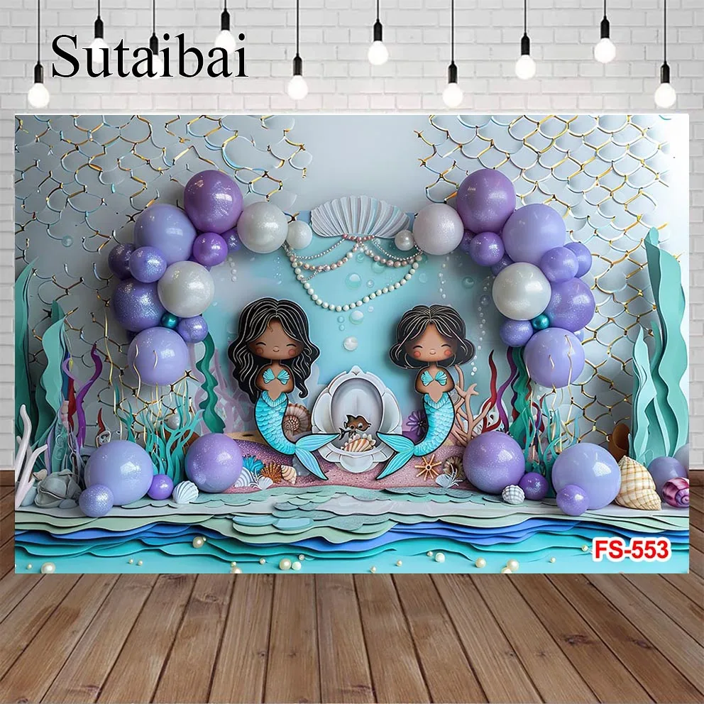 Under The Sea Photo Background Fantasy Mermaid Photography Backdrop Girl Princess Birthday Cake Smash Photo Studio Props