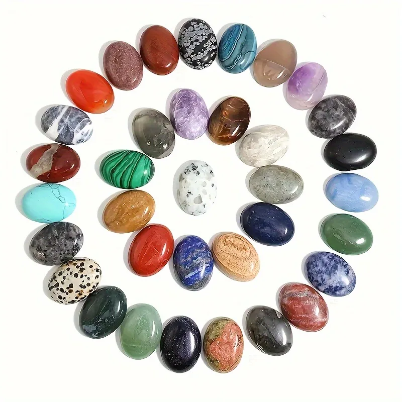 15/30PCS Elliptical 2D flat Caporon gemstone with flat back, used for jewelry making rings and home decoration