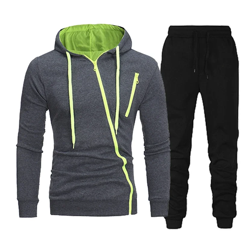 2024 Male Hoodie+Pants 2Pcs Jogging Sports Suit Casual Tracksuit Men Hooded Sweatshirt Outfit Spring Autumn Mens Sets Sportswear