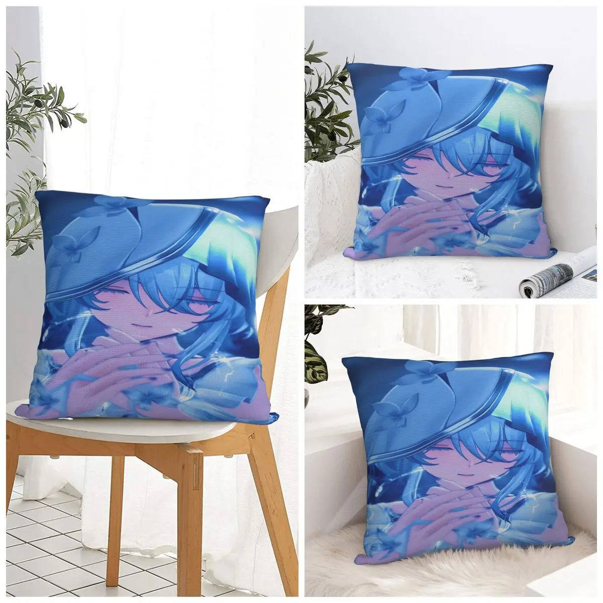 Wuthering Waves Rinascita Phoebe Zani Pillow Case Retro Trendy Pillow Cover Polyester Graphic For Sofa Bedroom Home Decor