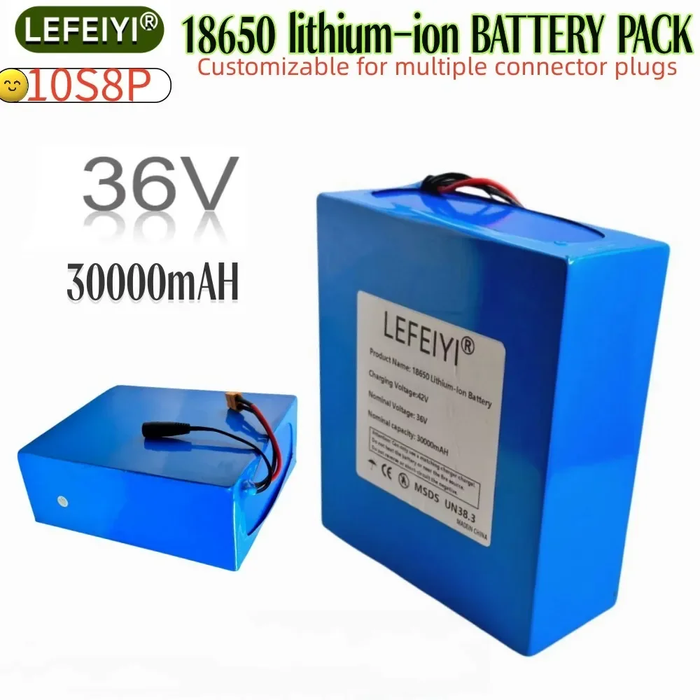 36V 30ah 18650 Lithium ion Battery Pack 10S8P Built in BMS Large Capacity 500 to 1000W High Power Battery Pack