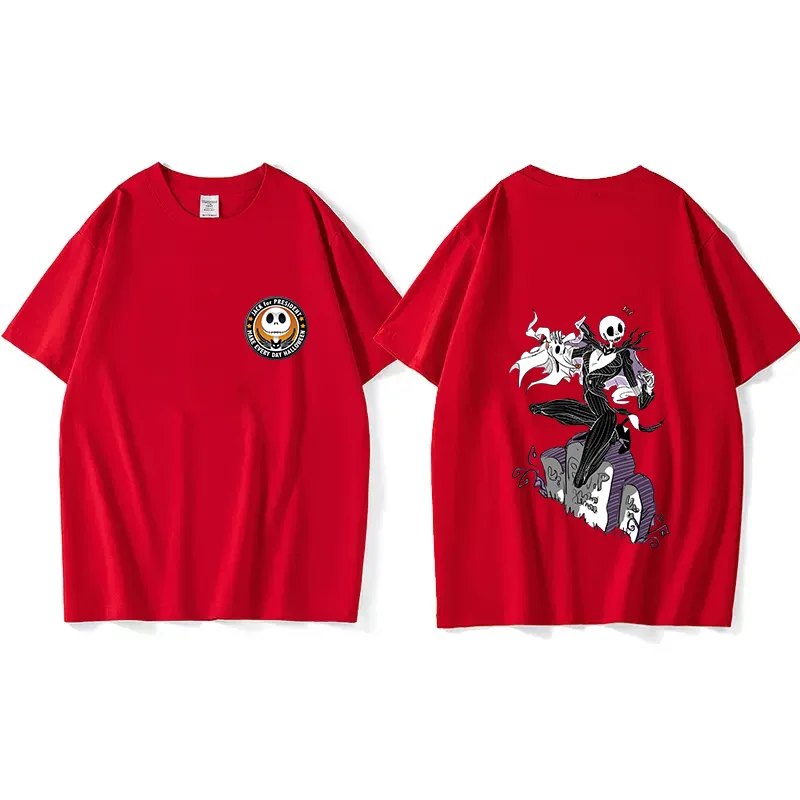 Disney Jack Skellington The Nightmare Before Christmas Couple Printed T-shirt Skull Leisure Sports Street Student T-shirt